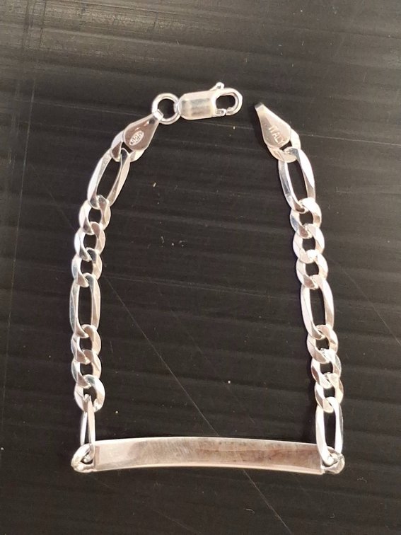 Sterling Silver 925 Small Figaro ID Bracelet