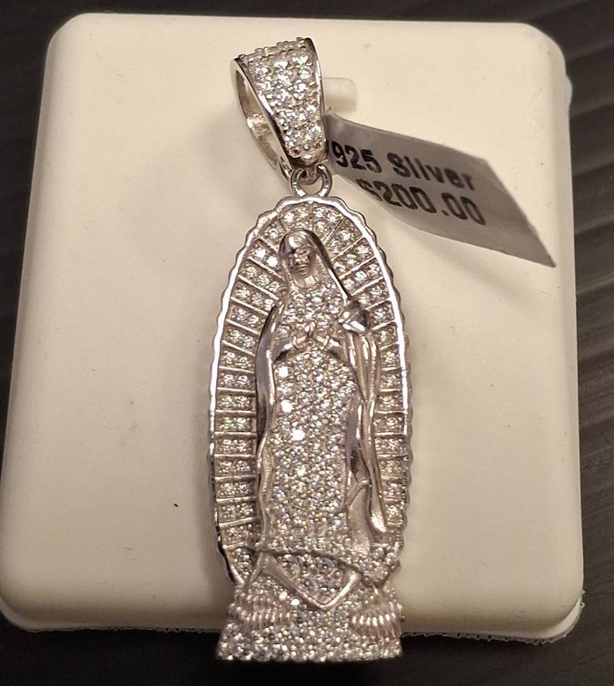 925 Silver Religious Pendant with Stones