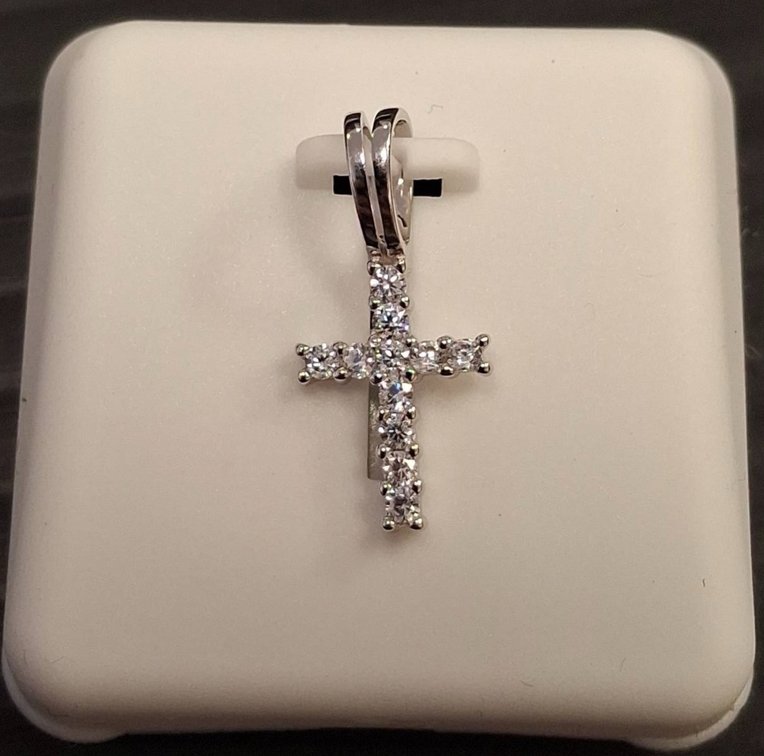 Sterling Silver Cross Pendant With Clear Stones