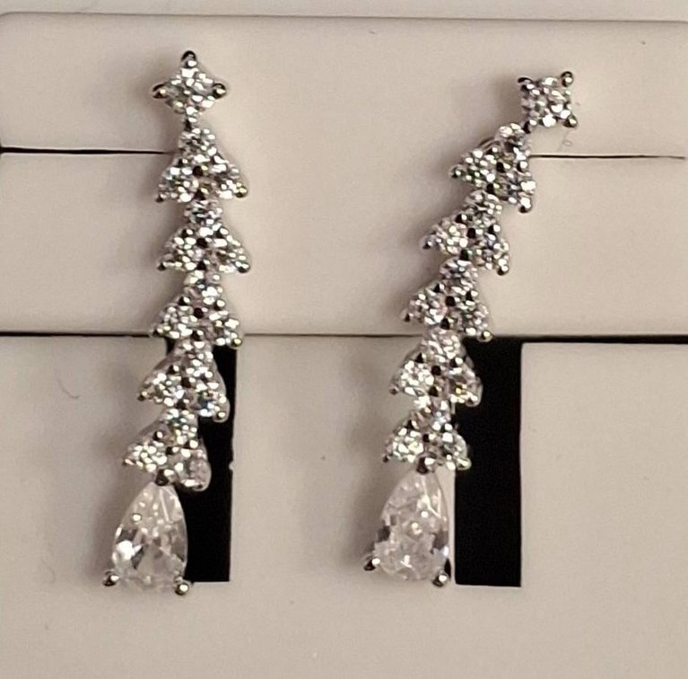 Silver Tone Rhinestone Earrings