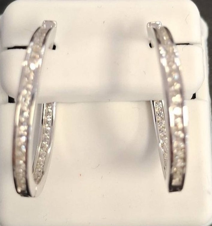 Sterling Silver 925 Hoop Earrings with Stones