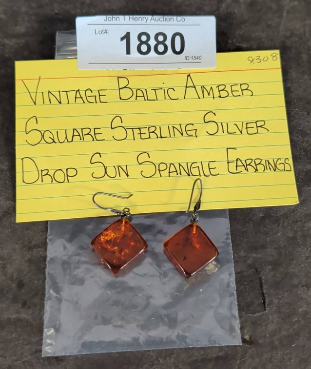 Baltic Amber Sterling Silver Drop Earrings
