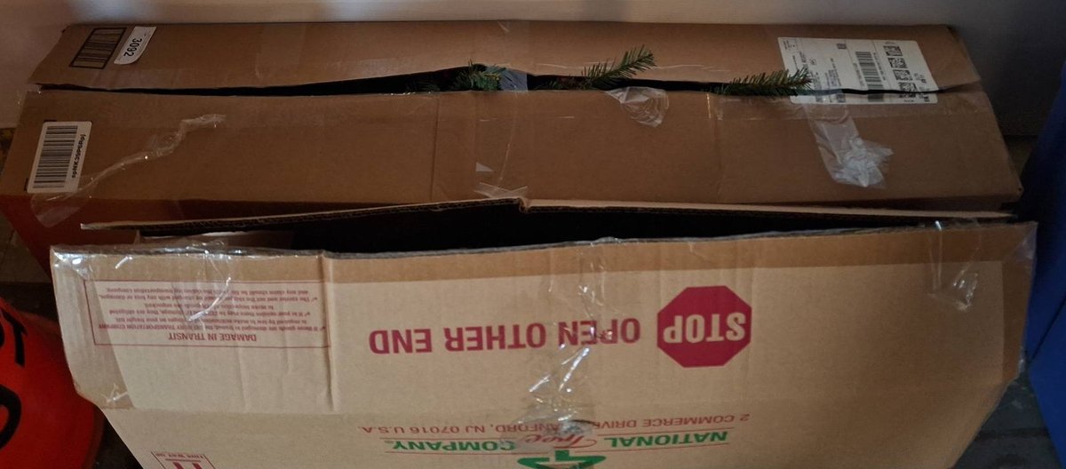 Boxed Lot of 2 Small Artificial Christmas Trees