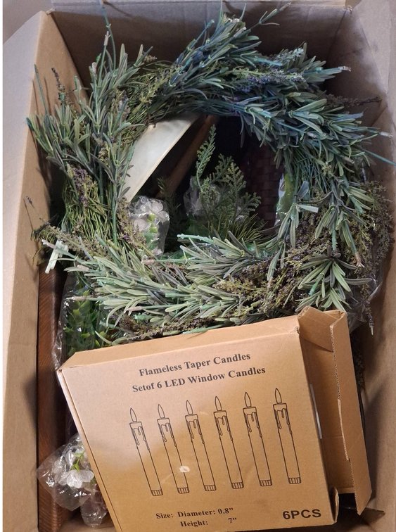 Decorative Wreaths, Bowls & LED Candle Set