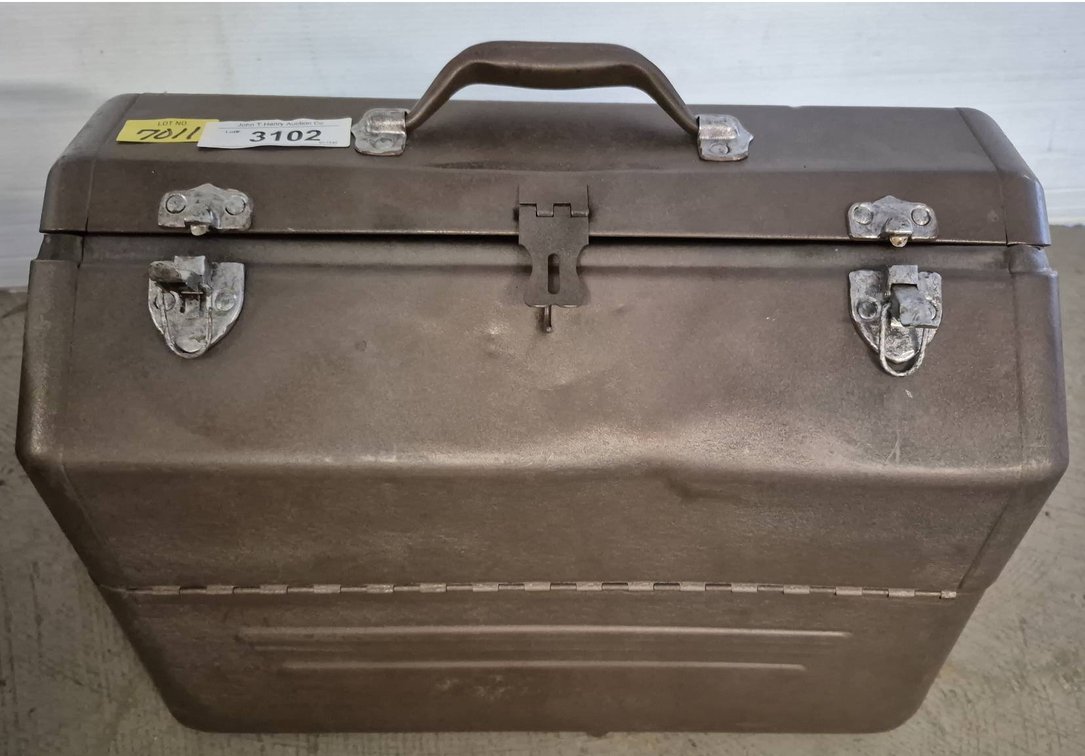 Metal Toolbox With Tools, Electrical Parts