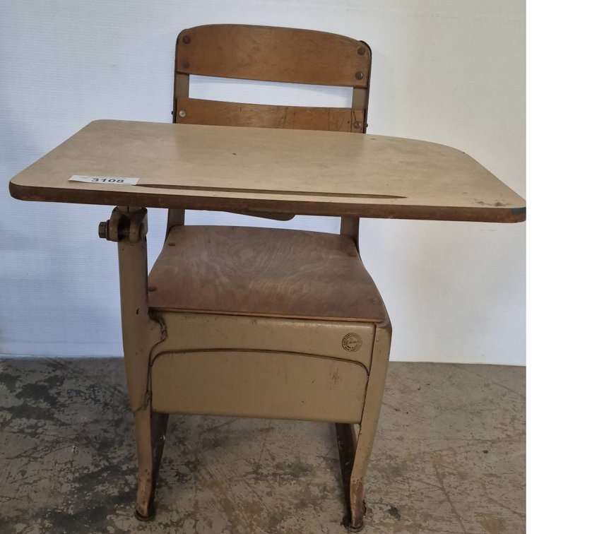 Wood and Metal School Desk Chair