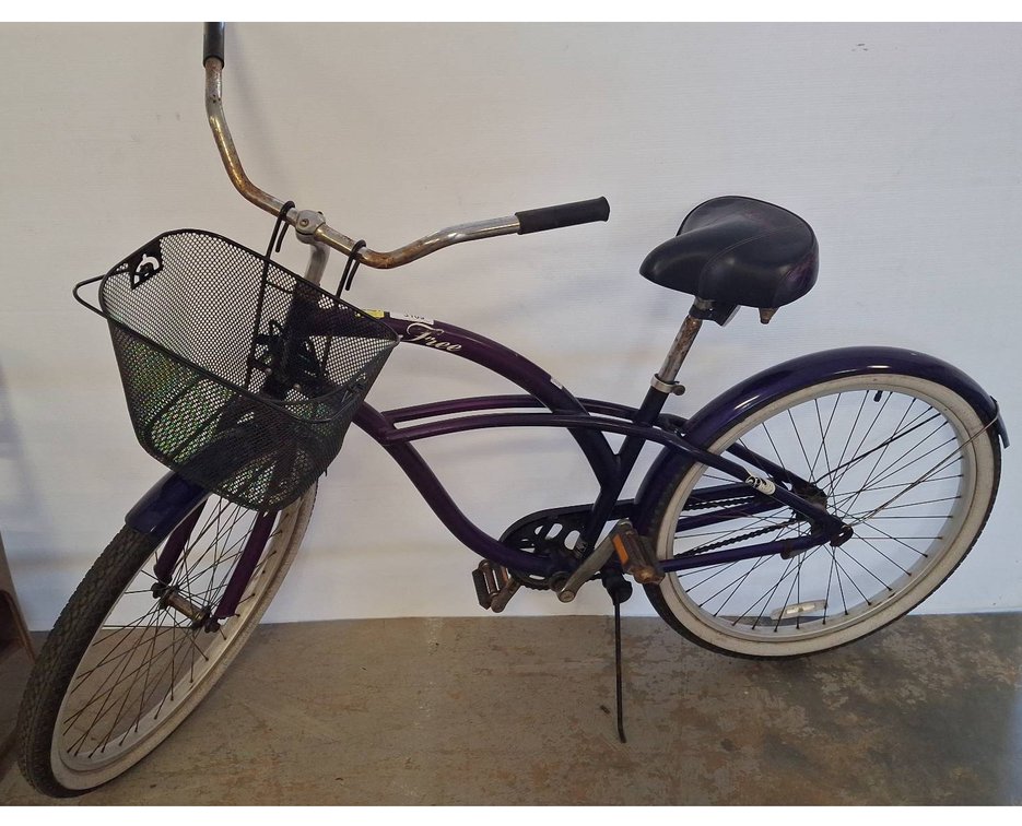 Purple Free Cruiser Bicycle With Basket