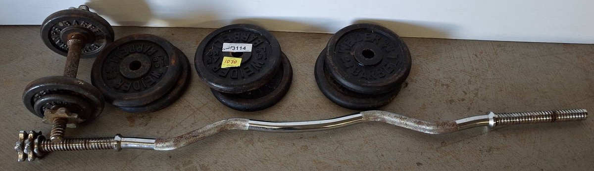 Wieder Barbell Weights With Curl Bar And Dumbbell