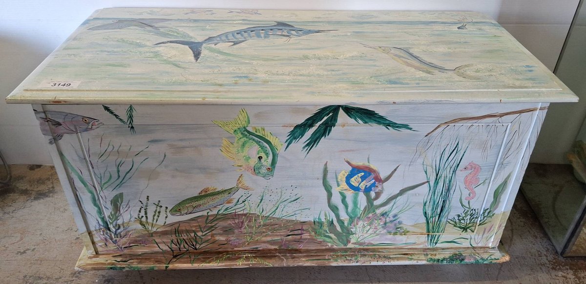 Hand-Painted Ocean-Themed Chest 39x17x20