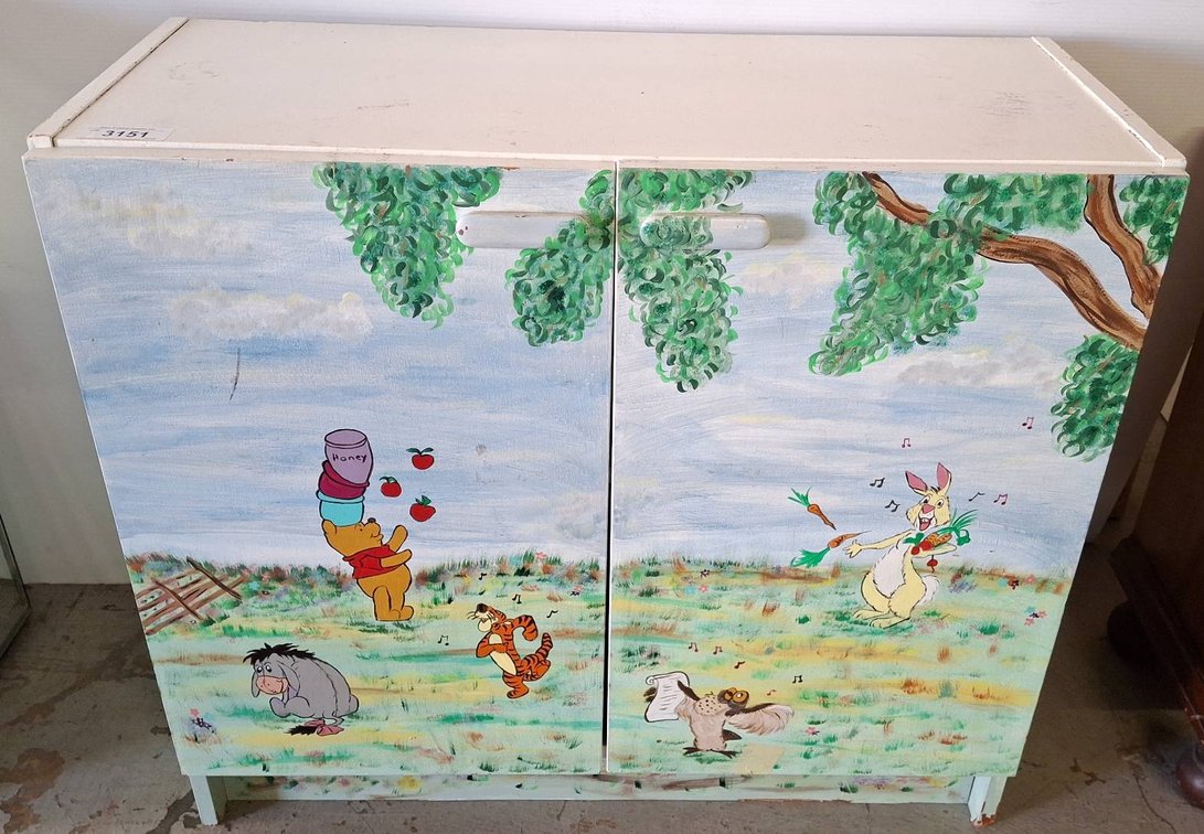 Children's Cabinet With Hand-Painted Pooh Theme