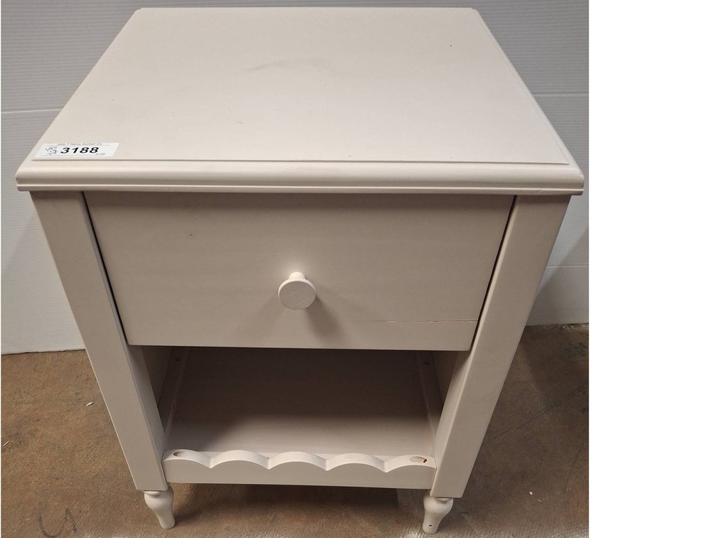 White Wood Nightstand with Drawer and Shelf