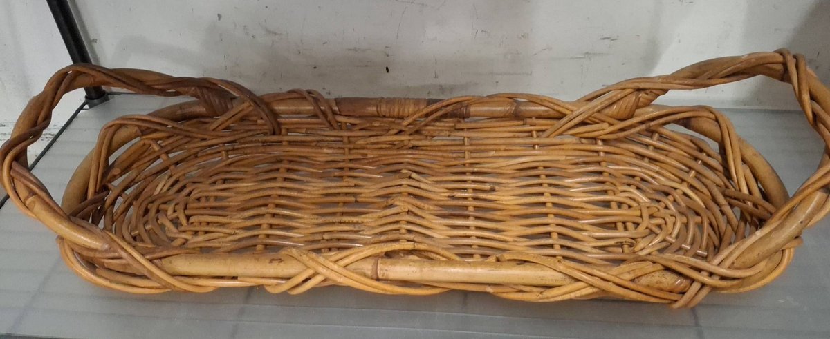 Wicker Basket Tray With Handles 32"×12"×8"