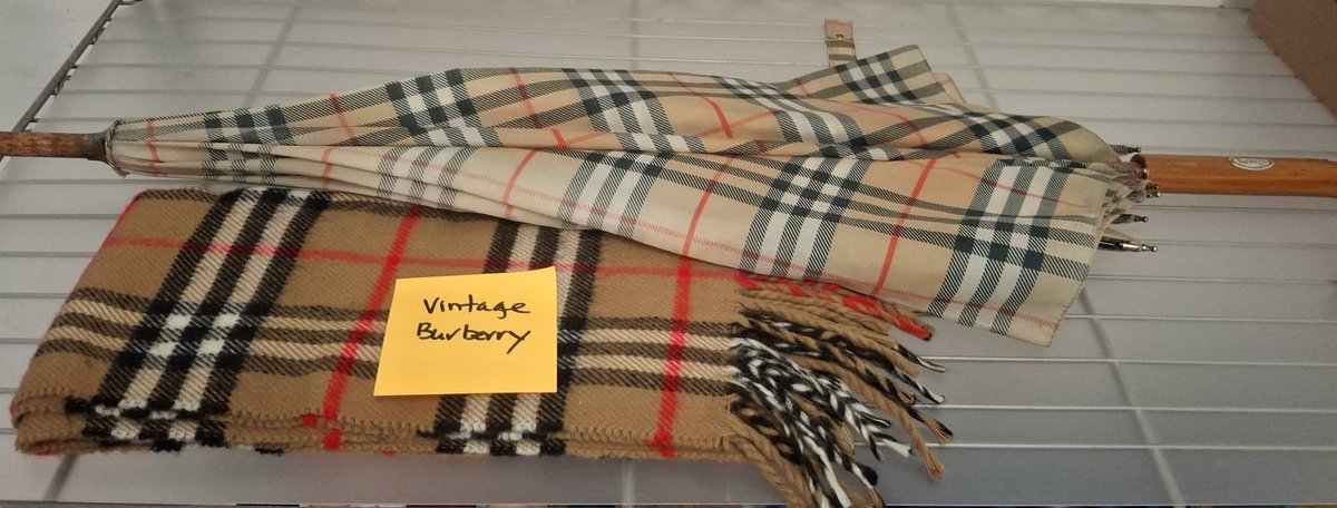 Burberrys Plaid Umbrella With Plaid Scarf