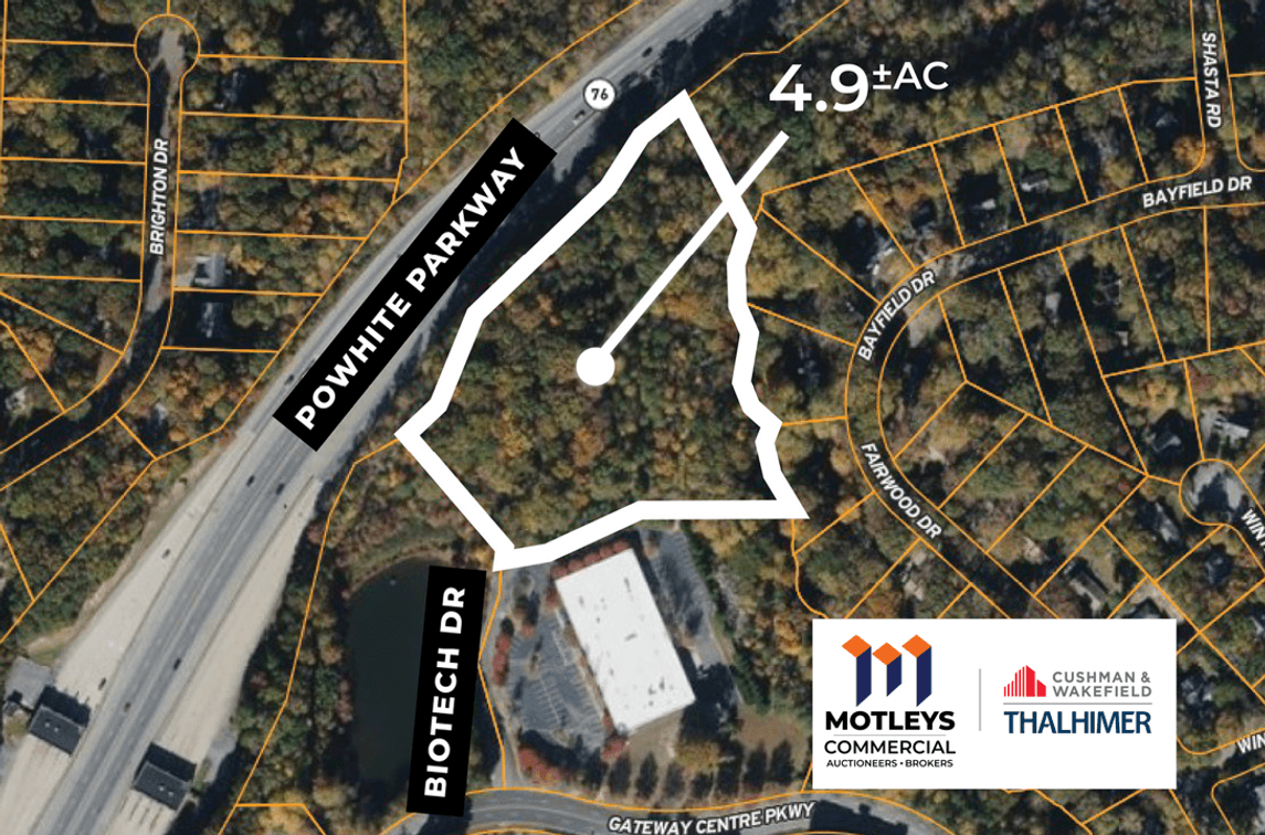 Image for Public Auction | Midlothian, VA | 4.9± Acre Buildable Commercial Lot | Zoned O2 – Corporate Office | Just Off of Midlothian Turnpike in Gateway Centre Business Park | Online Only | 651 Biotech Drive | 23235