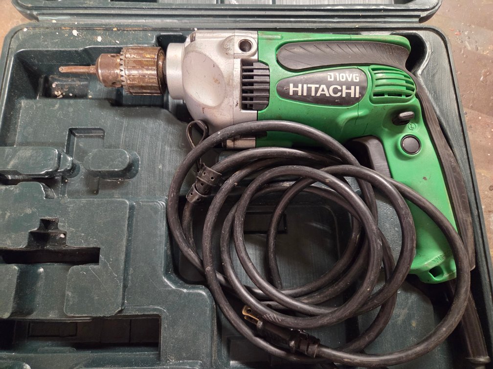 CORDED DRILL, HITACHI, W/ CASE