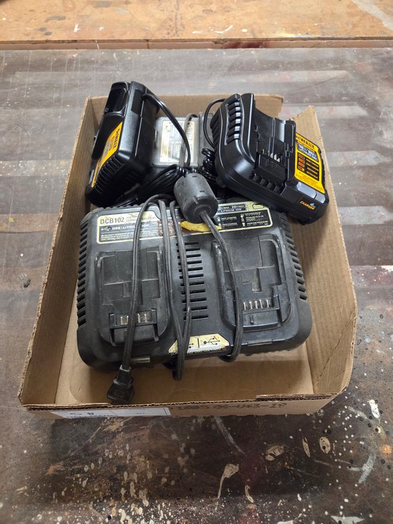 GROUP OF VARIOUS DEWALT CHARGERS