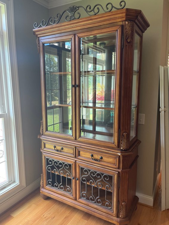 Iron Scroll Curio Cabinet