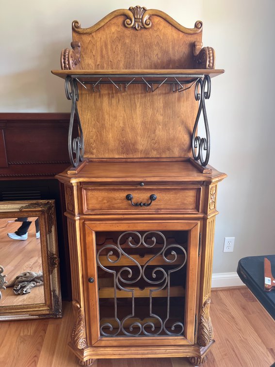 Iron Scroll Wine Caninet