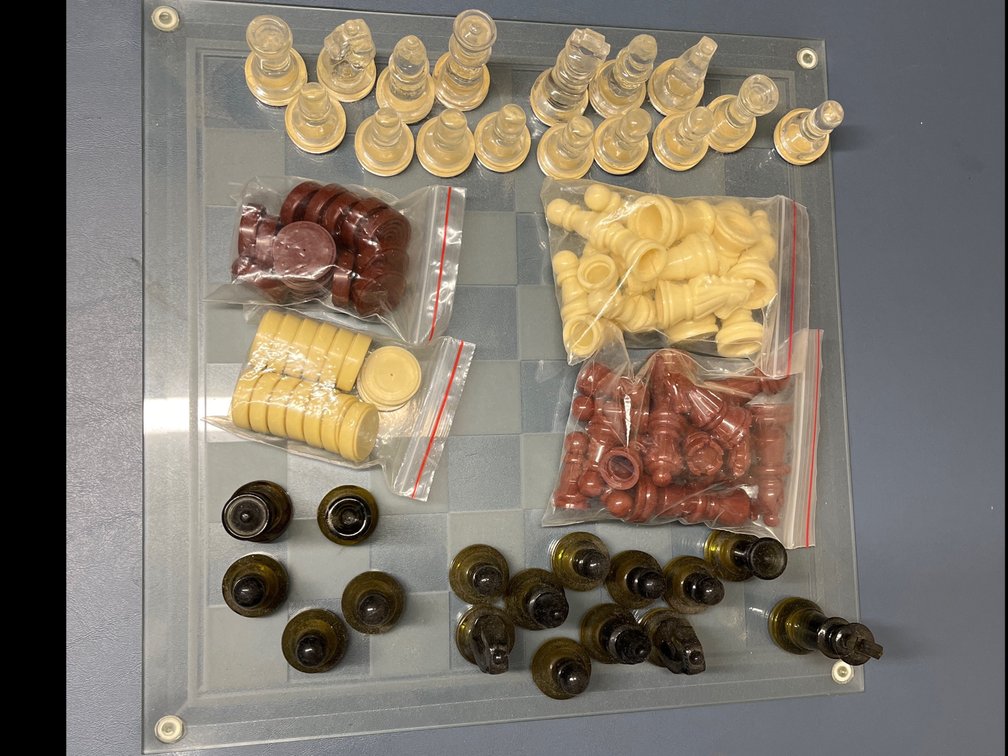 Glass checker/chess set