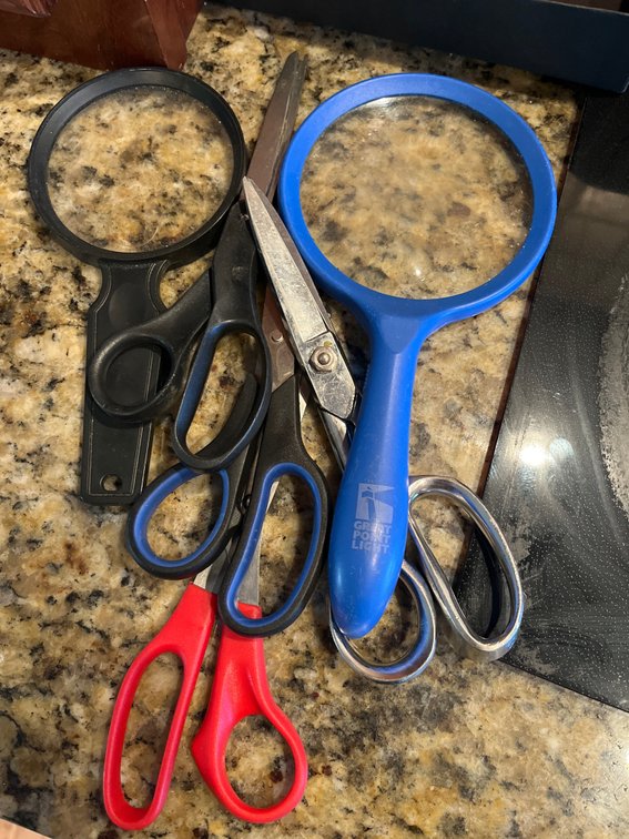 Scissors and Magnify Glass