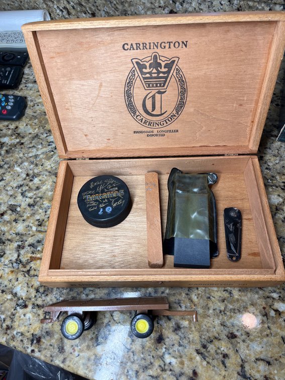 Carrington Cigar Box & Signed Atl Thrashers Puck