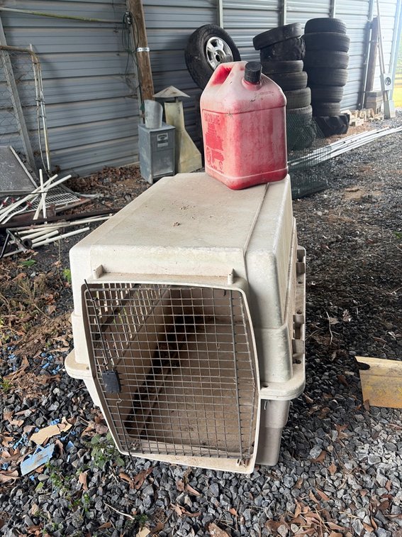 Large Dog Crate and Gas Jug