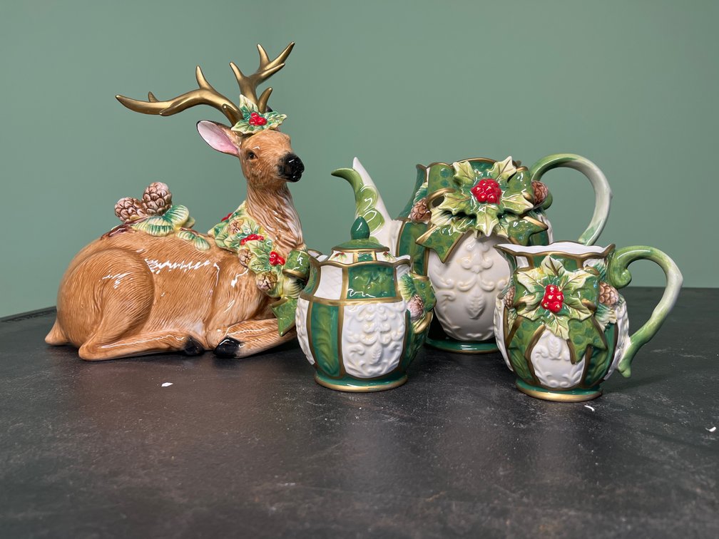 Christmas Table Decor Deer and Tea Set