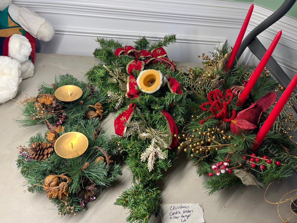 Christmas Candle Holders and Door Hanger