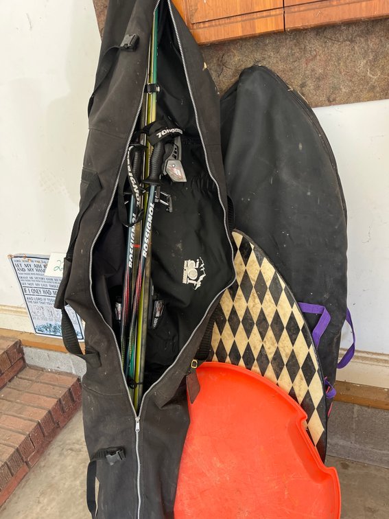 Set of Skis and Outdoor Items