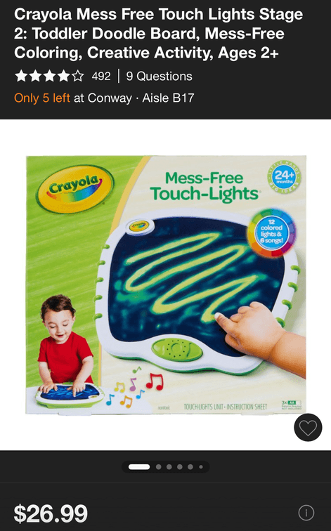 Crayola Mess-Free Touch-Lights Unit- Est. Retail $27