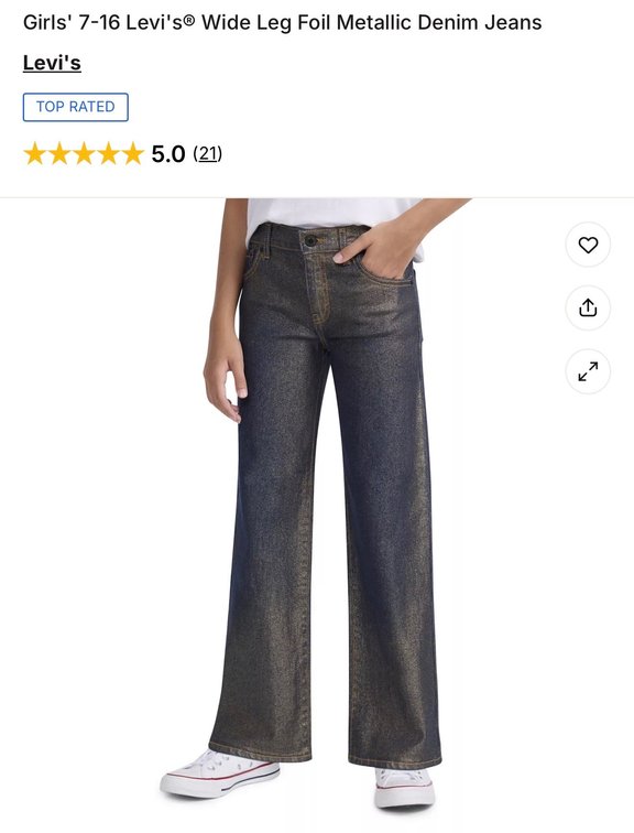 Girls' Wide-Leg Foil Metallic Denim Jeans(Size 10R)- Est. Retail $48