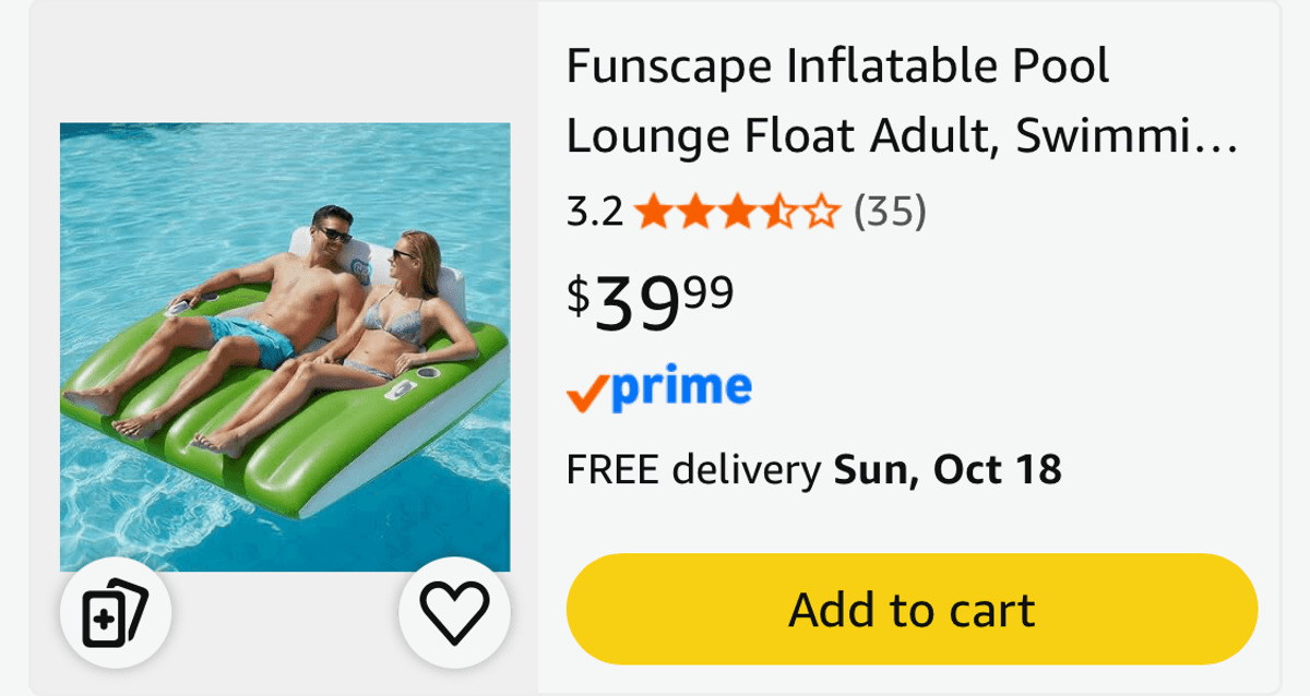 Funscape Inflatable Pool Lounge Float- Est. Retail $39.99