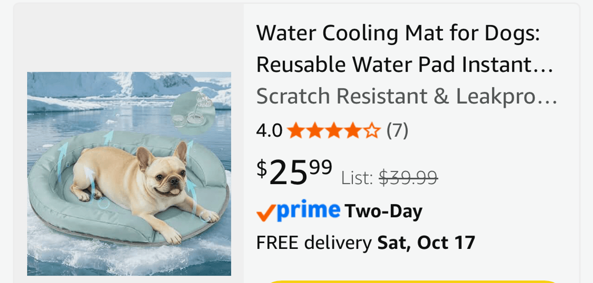 Water Cooling Mat for Dogs - Est. Retail $25.99