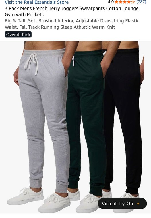 Real Essentials Men's Big & Tall Joggers 3-Pack, Size 4X- Est. Retail $37.99