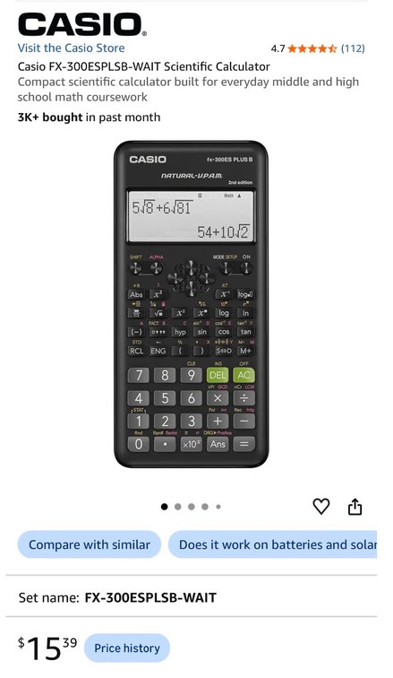 Casio fx-300ES PLUS B Calculator - Est. Retail $15.39