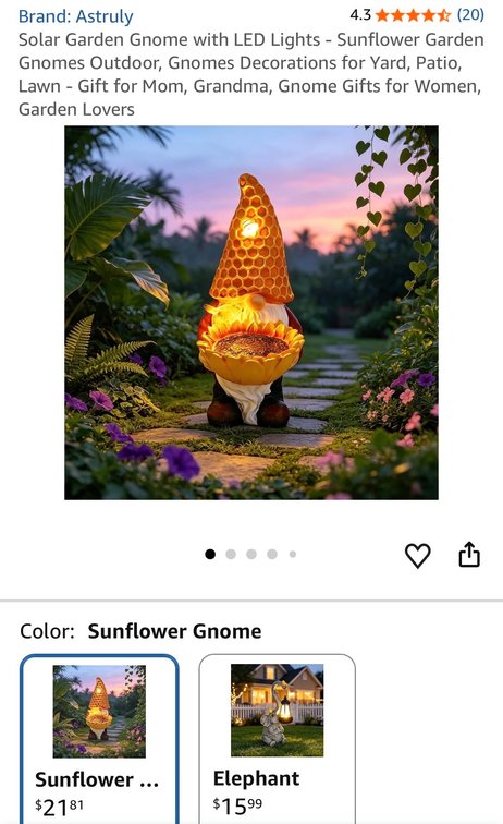 Astruly Solar Garden Gnome with LED Lights- Est. Retail $21.81