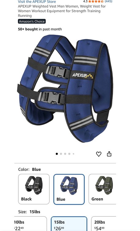 APEXUP 15 lb Blue Weighted Vest - Est. Retail $26.99