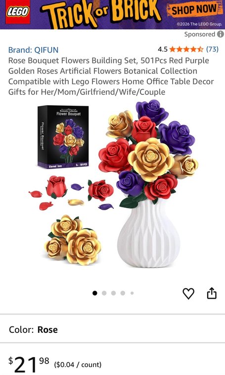 QIFUN Rose Bouquet Building Set, 501 Pcs - Est. Retail $21.98