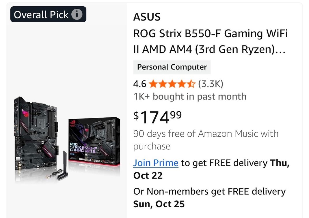 ASUS ROG Strix B550-F Gaming WiFi II Motherboard - Est. Retail $174.99