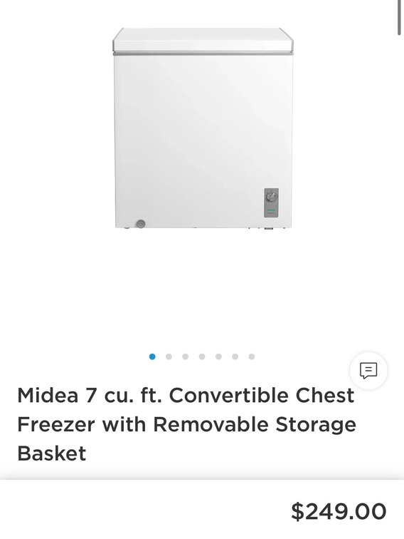 Midea 7.0 Cu. Ft. Convertible Chest Freezer- Est. Retail $249