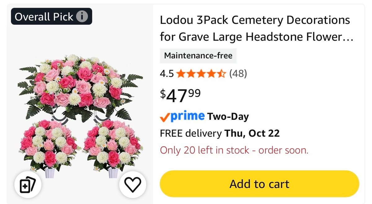 Lodou 3-Piece Cemetery Flower Decorations - Est. Retail $47.99