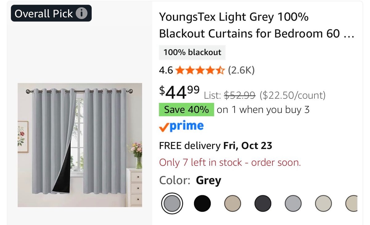 YoungsTex Light Grey Blackout Curtains, 60 x 63 In- Est. Retail $44.99