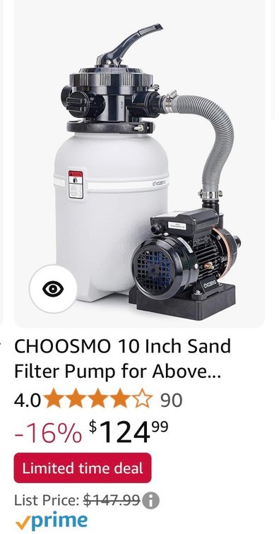 CHOOSMO 10-Inch Sand Filter Pump D-330 - Est. Retail $148