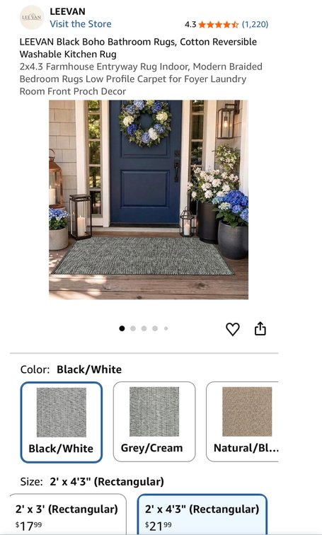 LEEVAN Woven Cotton Area Rug 2' x 4'3"- Est. Retail $21.99