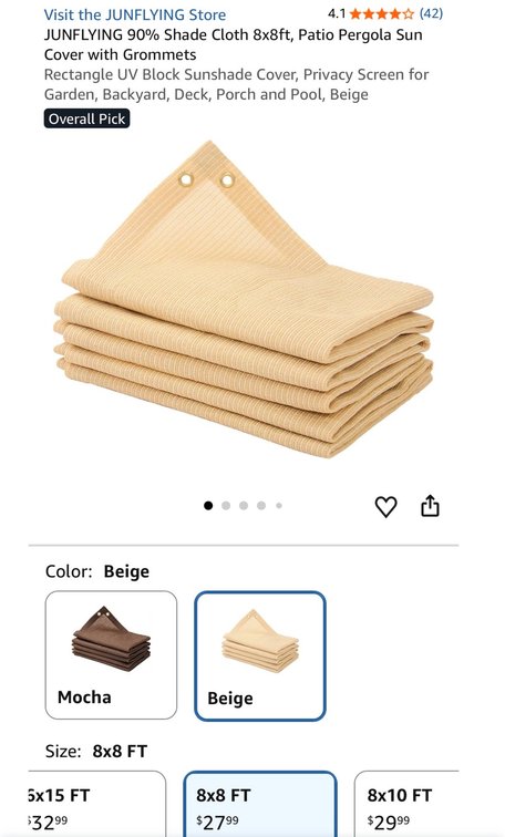JUNFLYING 90% Shade Cloth 8x8 ft- Est. Retail $27.99
