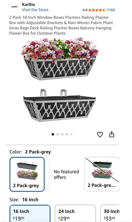 Karlliu 16-Inch Railing Planter Boxes, 2-Pack - Est. Retail $19.99