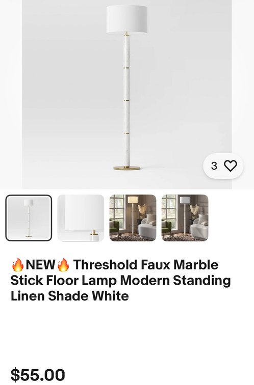 Threshold Faux Marble Floor Lamp - Est. Retail $55