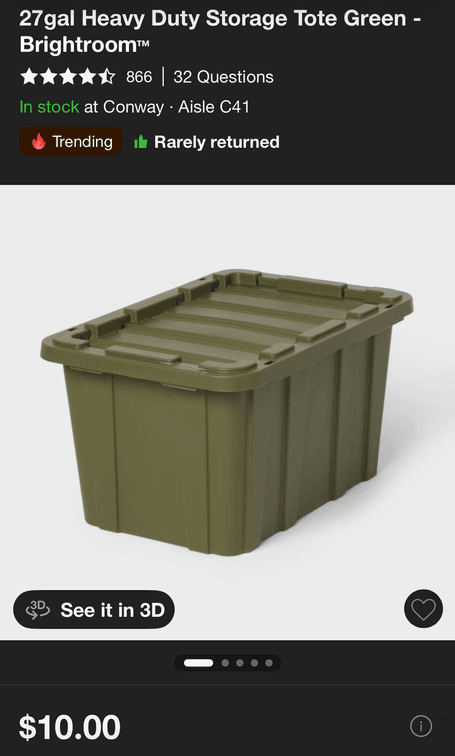 5- 27 Gallon Heavy Duty Storage Tote - Est. Retail $50