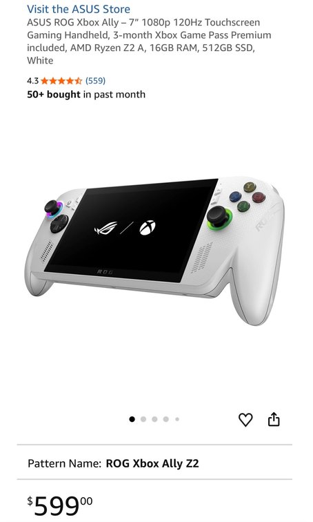 ASUS ROG Xbox Ally Gaming Handheld- Est. Retail $599