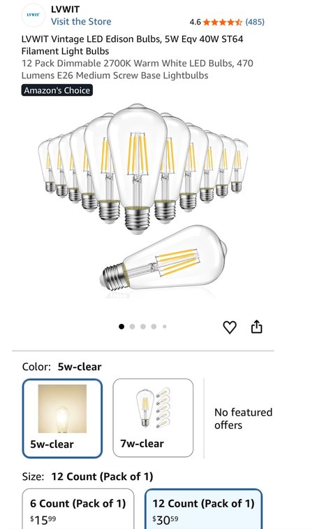 LVWIT ST64 LED Edison Bulbs, 12-Pack- Est. Retail $30.59